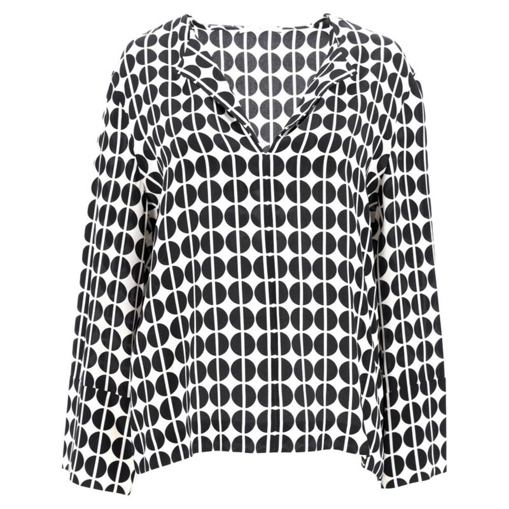 Etro Polka Dot Long Sleeve Blouse in Black and White Silk